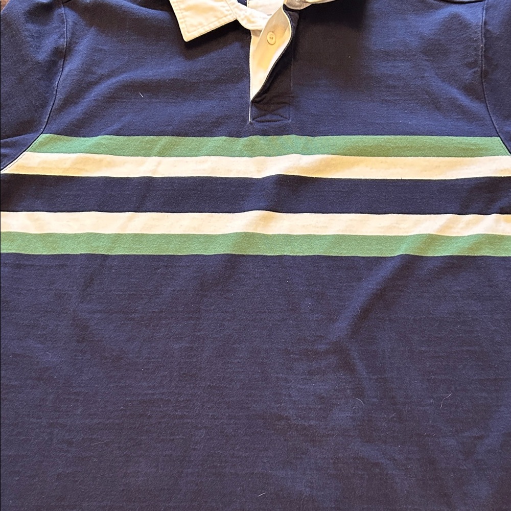 L.L. Bean Rugby Shirt Men’s Large Navy Long-Sleeve Preppy Sporty Collegiate - Picture 12 of 13